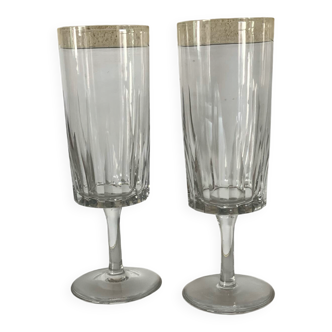 2 hollow crystal champagne glasses