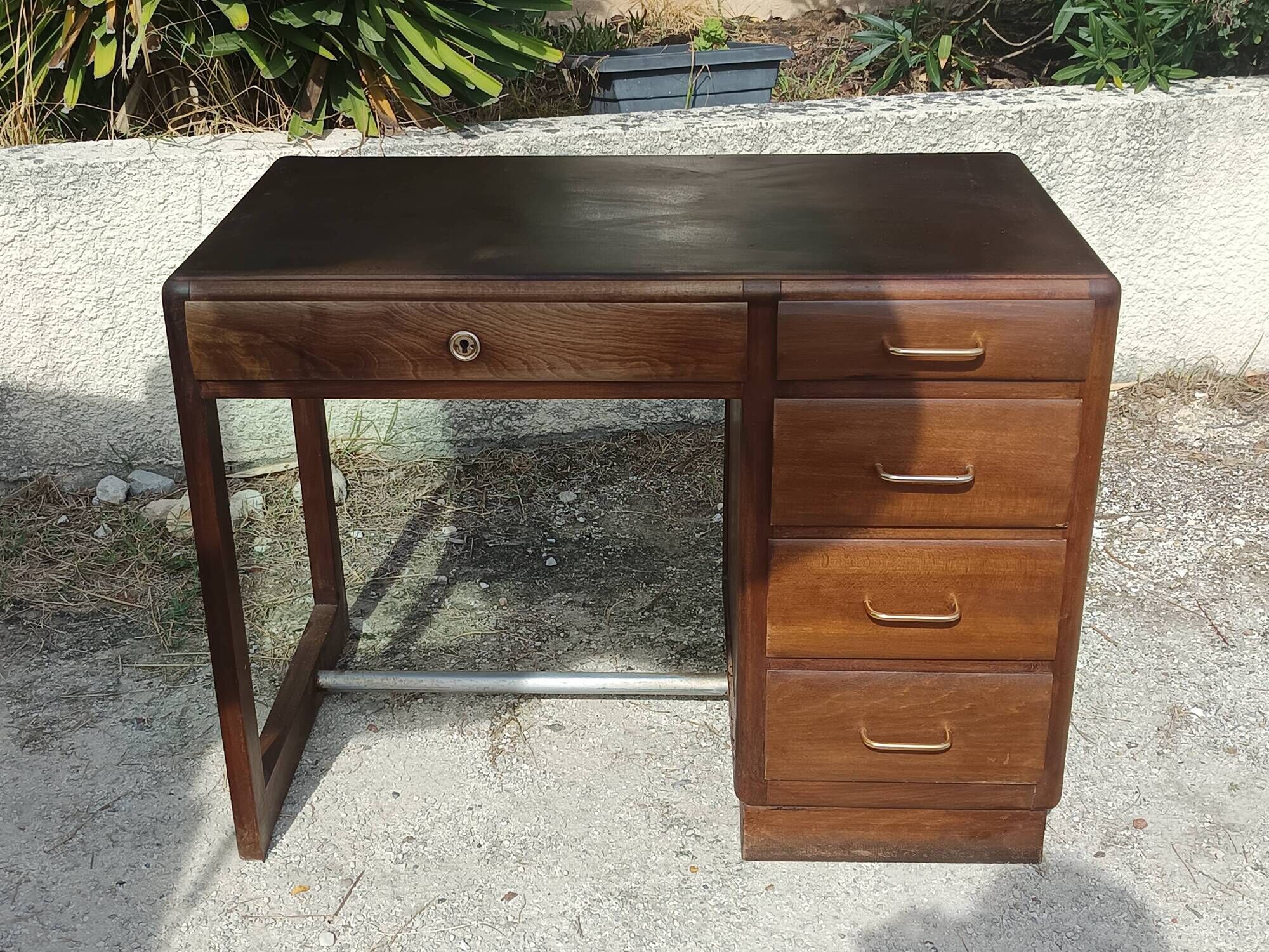 Vintage wooden desk – 5 drawers – 1960s