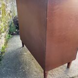 Wooden and rattan chest of drawers with woven handles