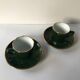 2 cups bistro in green and gold porcelain