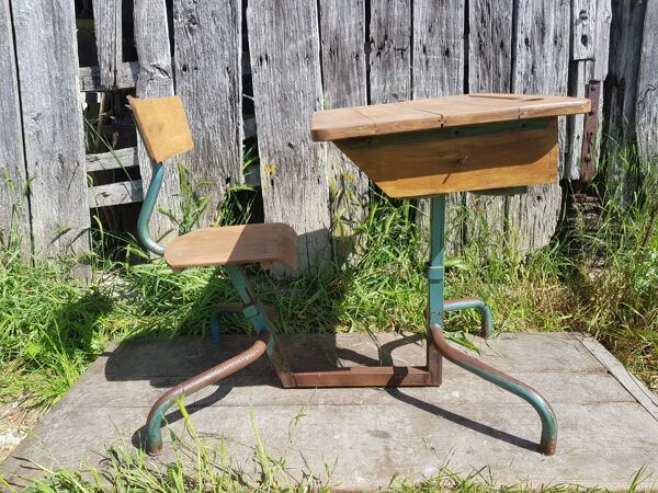 Ancien bureau pupitre évolutif enfant metal