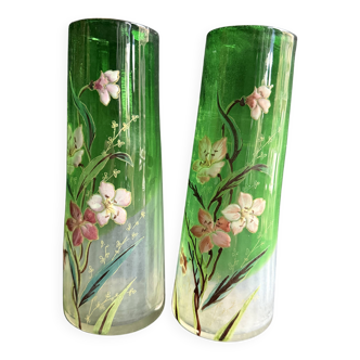 Pair of enamelled vases – FT Legras Cambrai shape