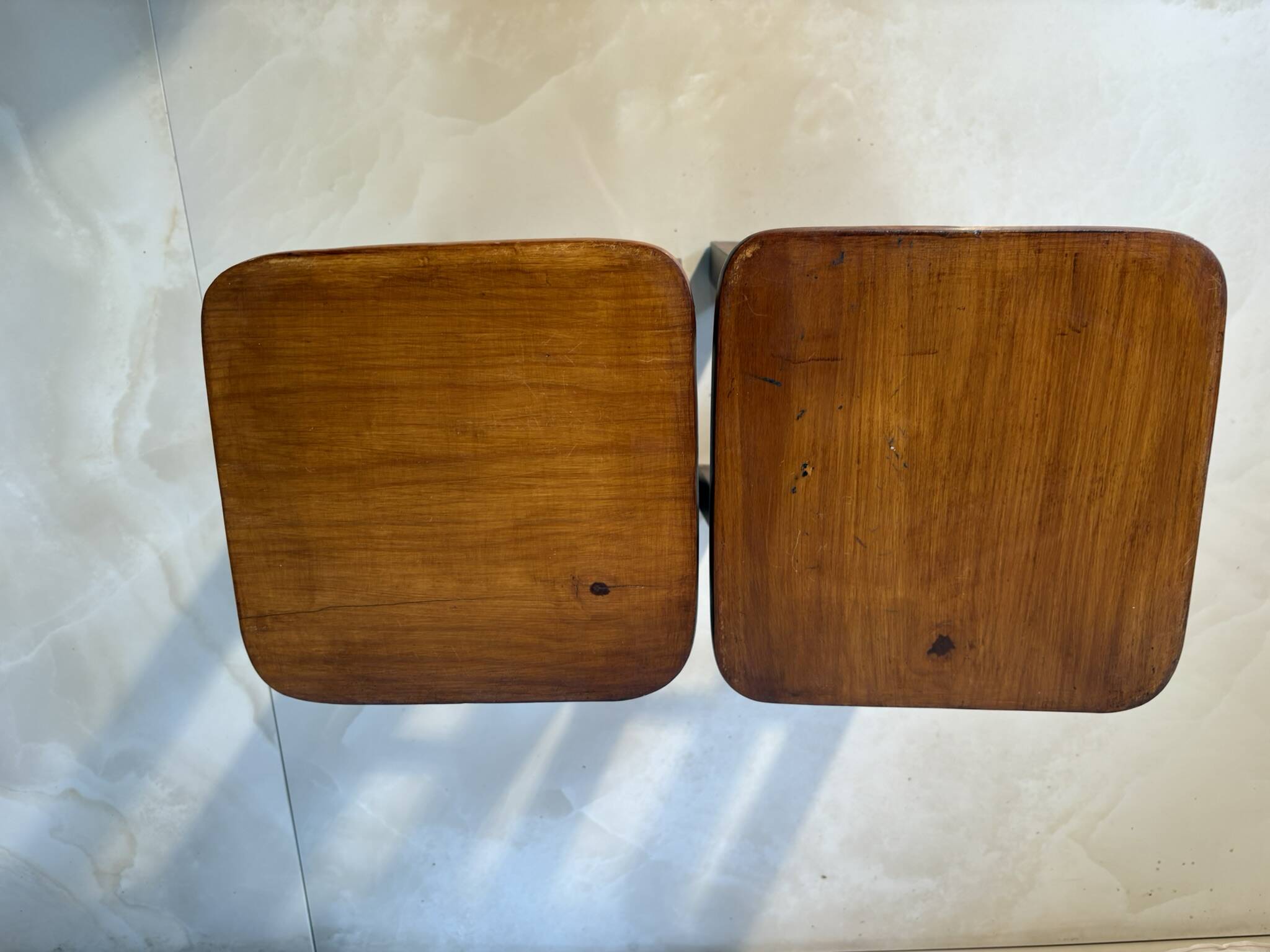 Pair of solid wood stools – vintage rustic style