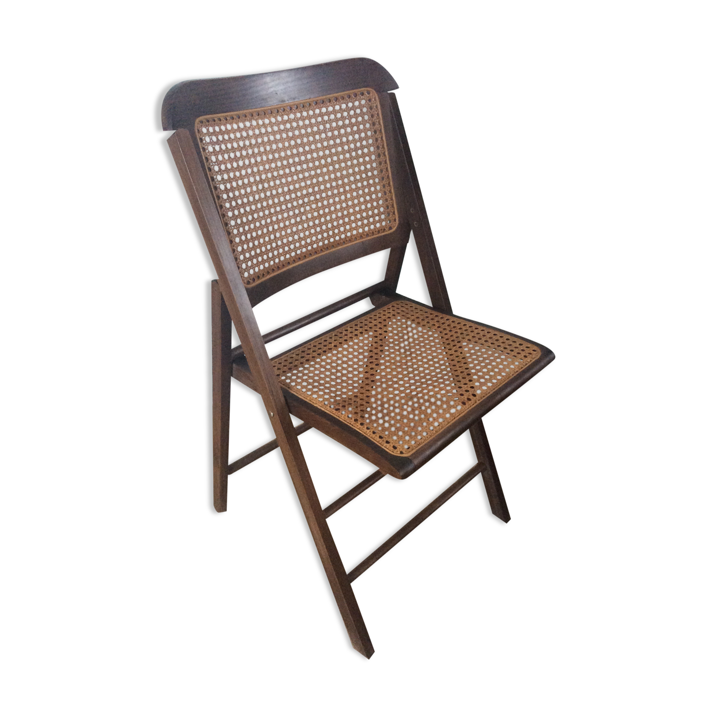 Folding chair caned from the 70s