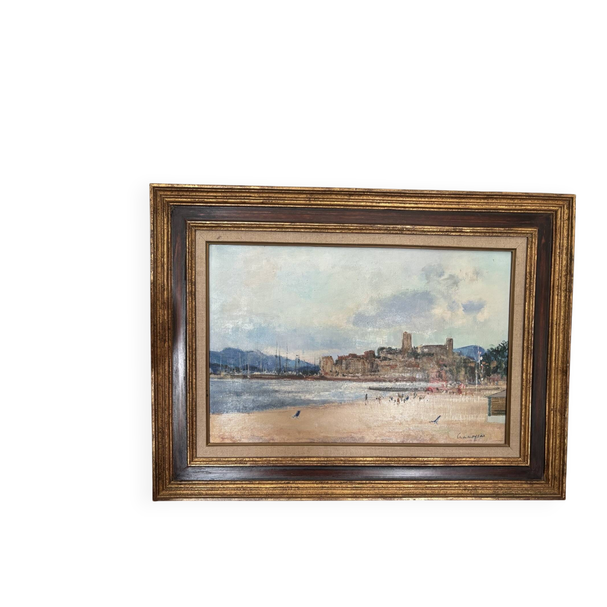 Old oil on canvas painting School of Rouen Cannes Marcel Cramoysan XX