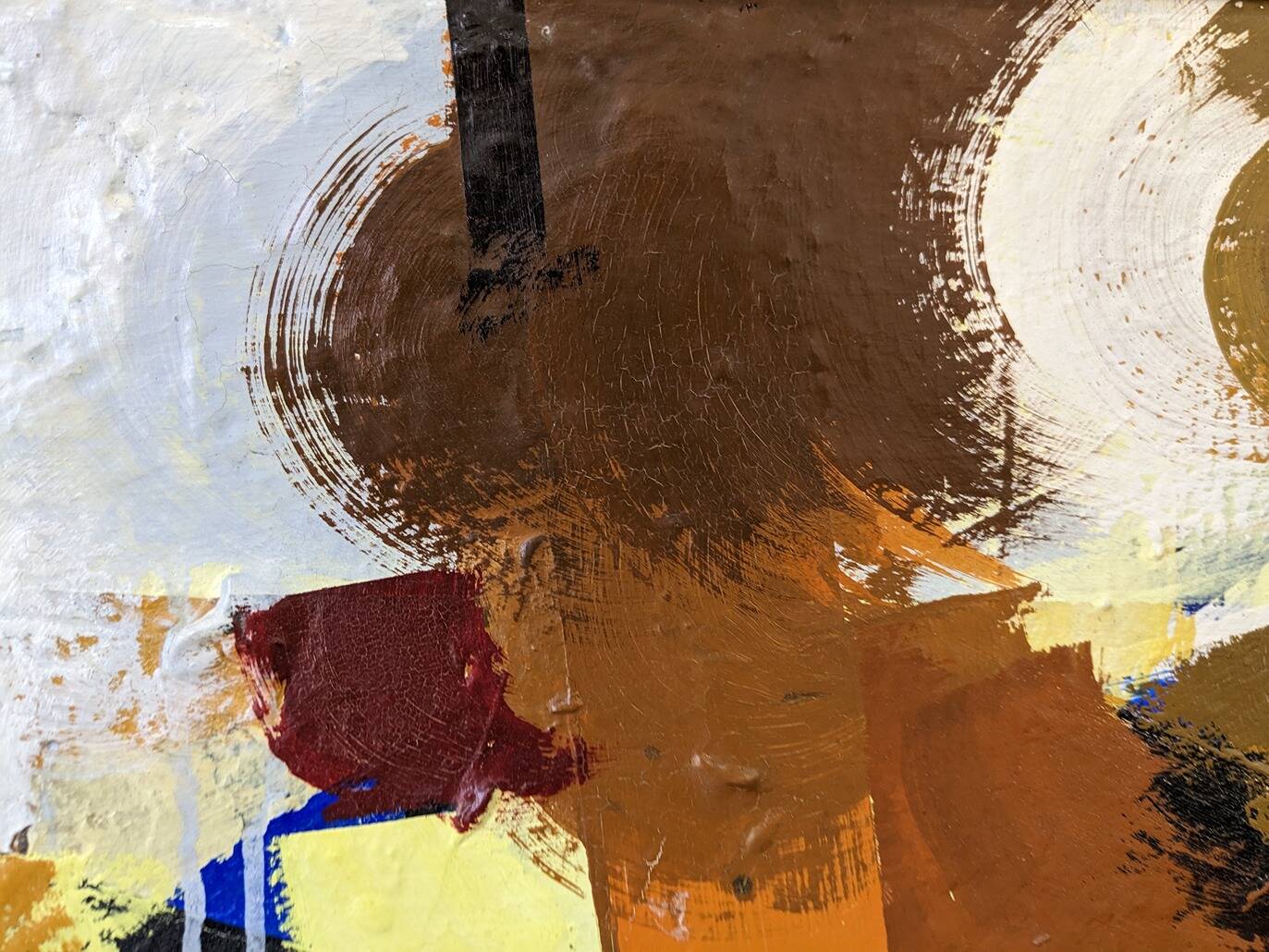 Mid-Century Modern Swedish "Autumn Rhapsody" Vintage Abstract Oil Painting, Hans Osswald