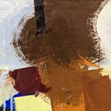 Mid-Century Modern Swedish "Autumn Rhapsody" Vintage Abstract Oil Painting, Hans Osswald