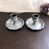 Pair of pewter table candlesticks