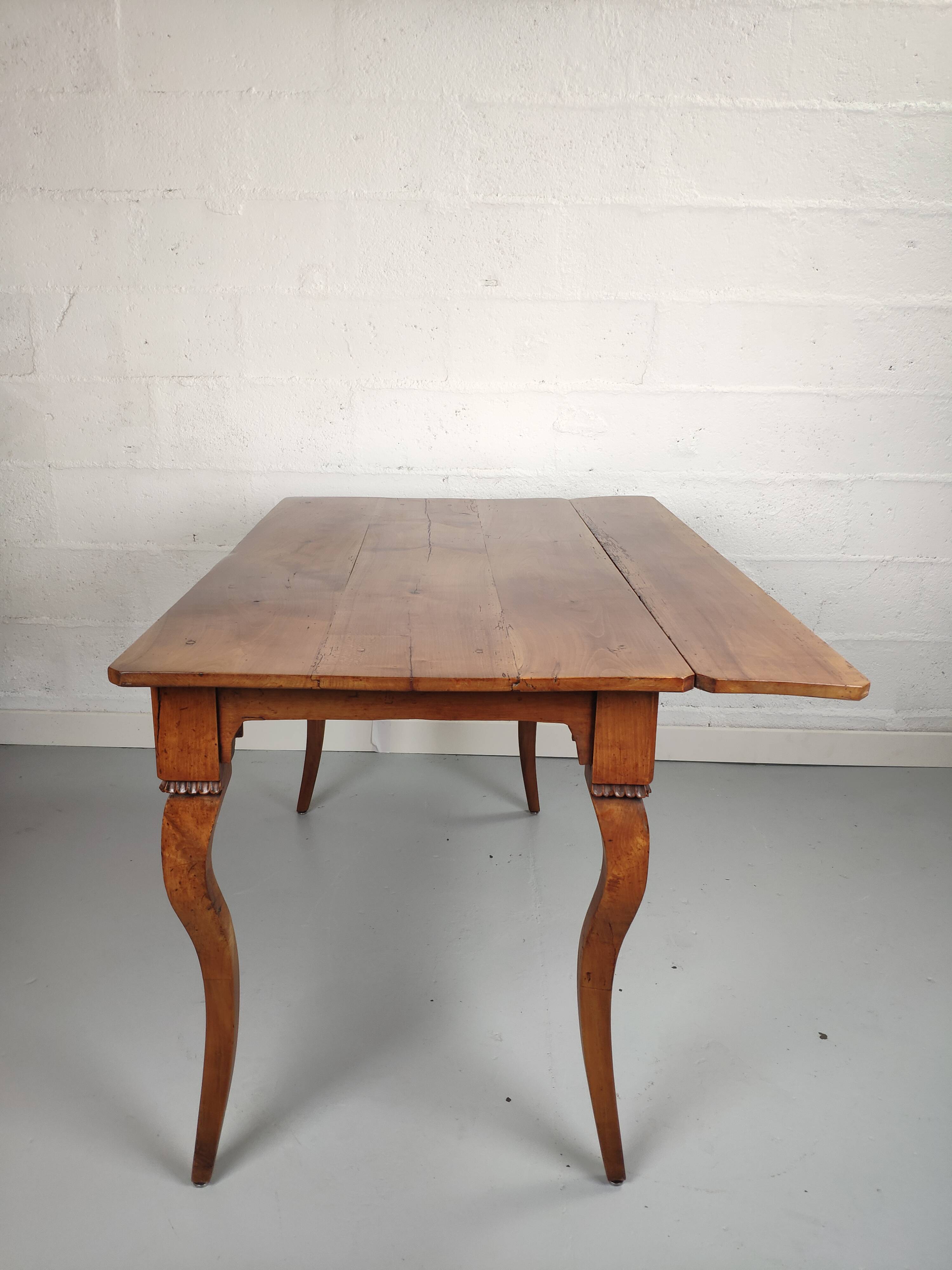 Louis XV style table curved legs two drawers and extension cord