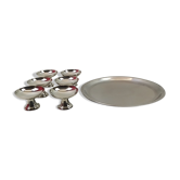 Plateau and 6 stainless steel ice cups
