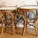 Pair of bamboo bistro tables