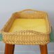 Wicker tray and yellow lacquered plywood, vintage