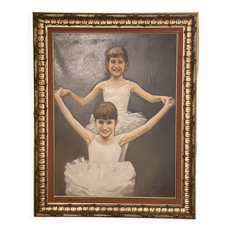 Painting on canvas, airbrush? young dancer in tutu, to be identified