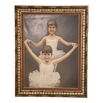 Painting on canvas, airbrush? young dancer in tutu, to be identified
