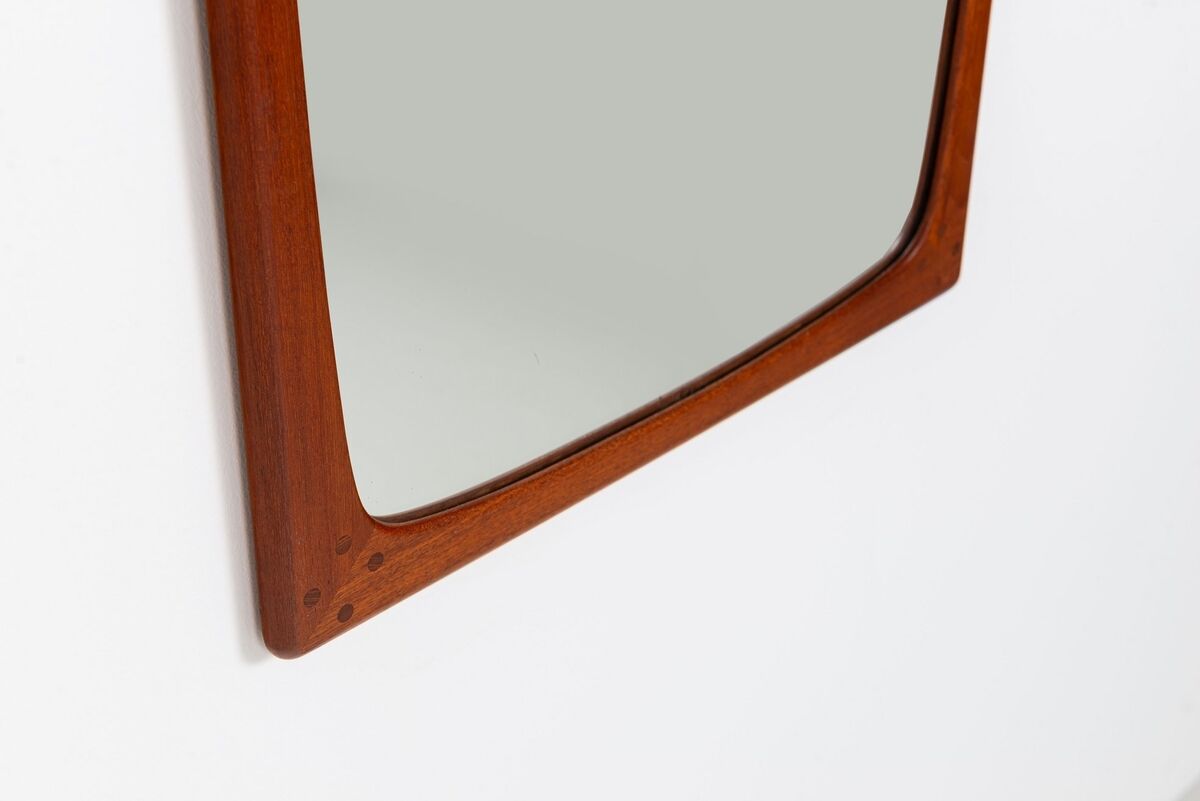 Miroir mural rectangulaire scandinave en teck Danemark 1960