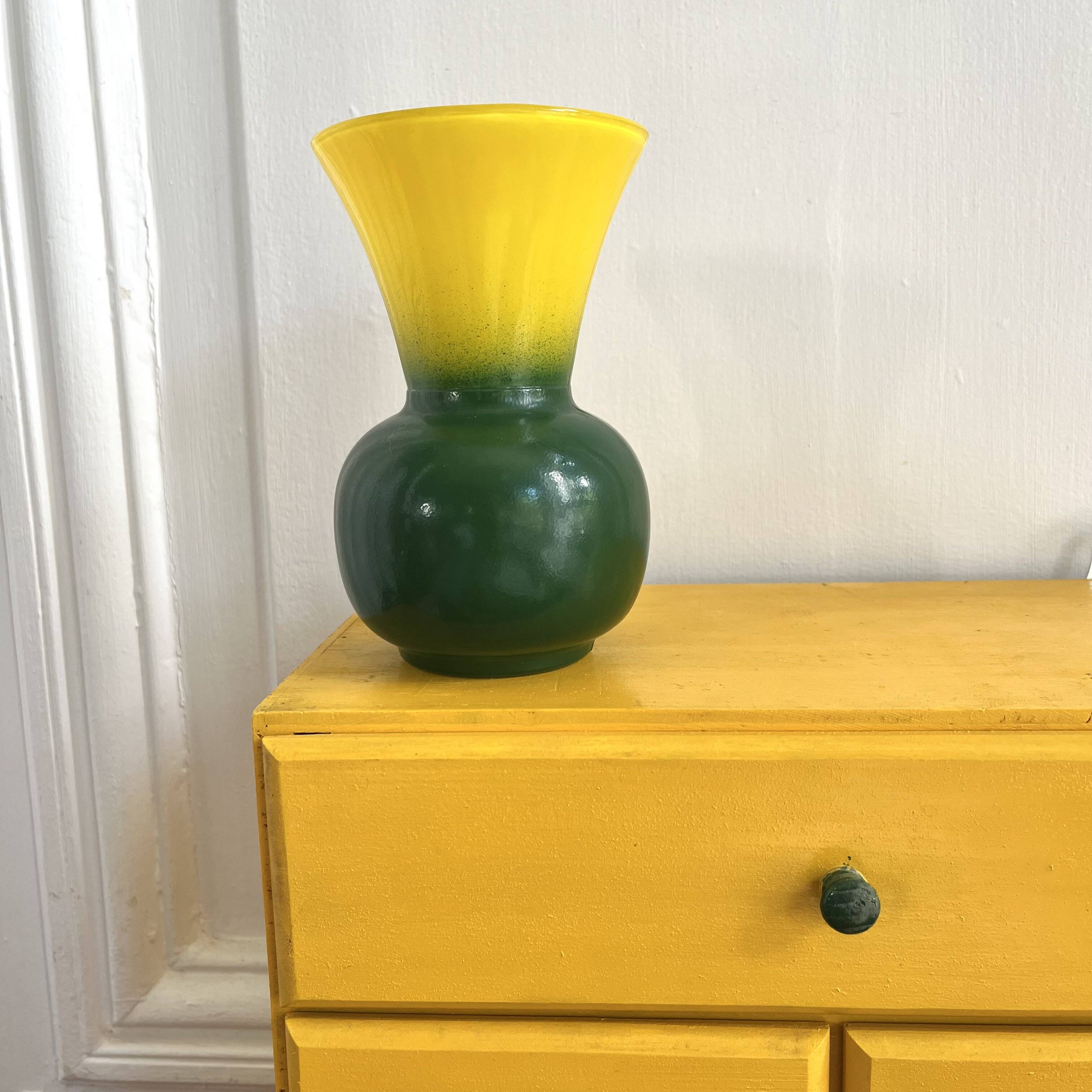 Vase vintage bicolore vert et jaune
