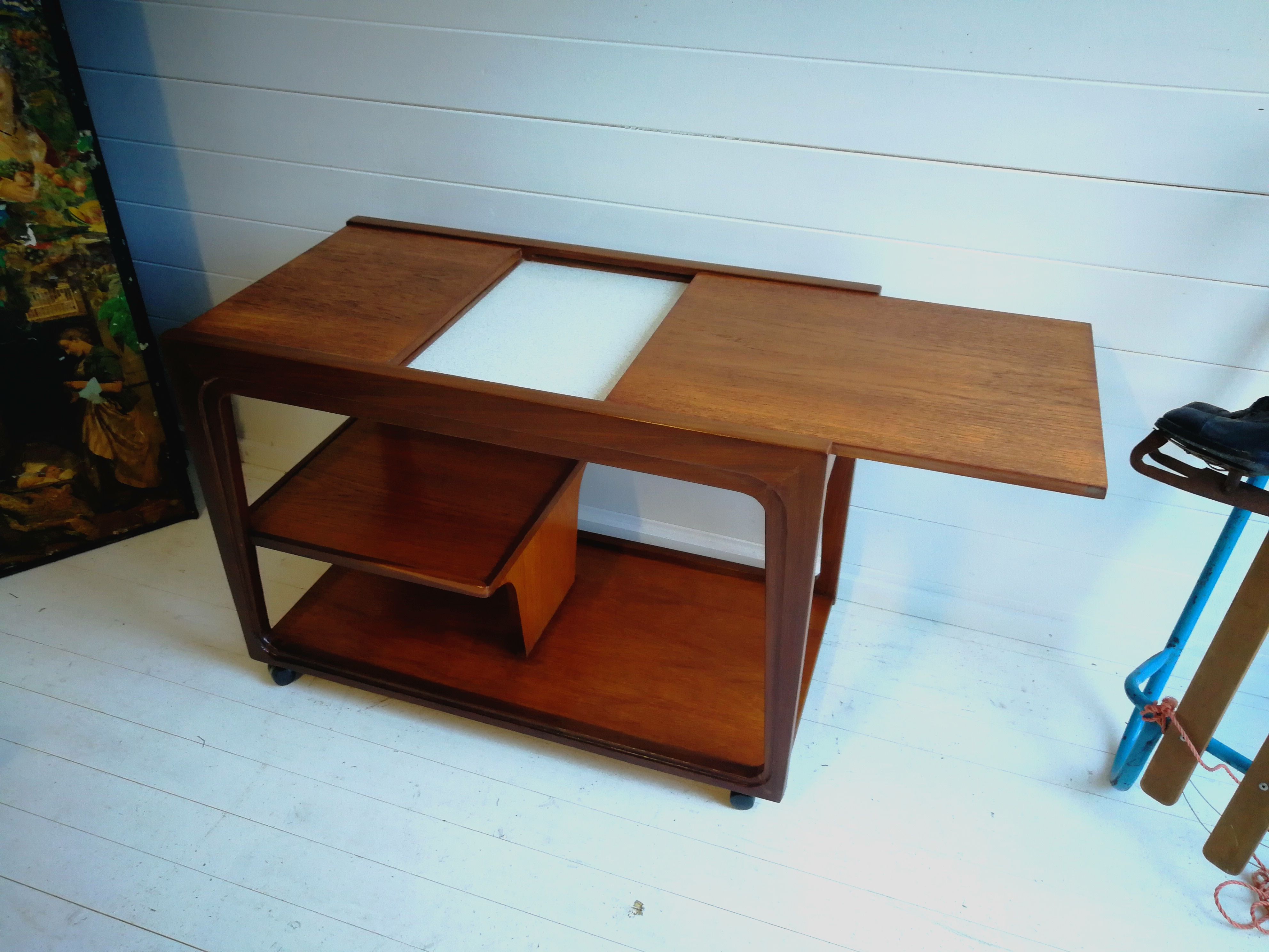 Retro remploy teak & afrormosia drinks trolley hostess trolley, 60s