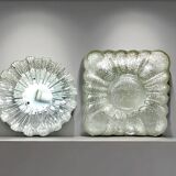 Paire de lampes à fleurs rondes et carrées en verre transparent à encastrer