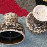 Pair of small ceramic candle holders Structured by Pieter Groeneveldt 1960's