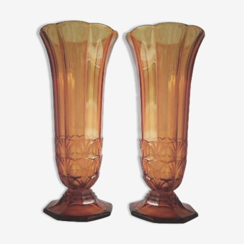 Paire de vase Art Déco, cristallerie du Val-Saint-Lambert 1930