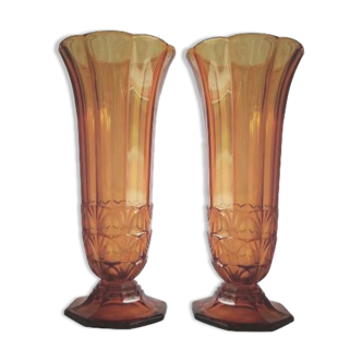 Pair of Art Deco vases, Val-Saint-Lambert crystal factory, 1930