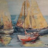 Oil on canvas marine signed
