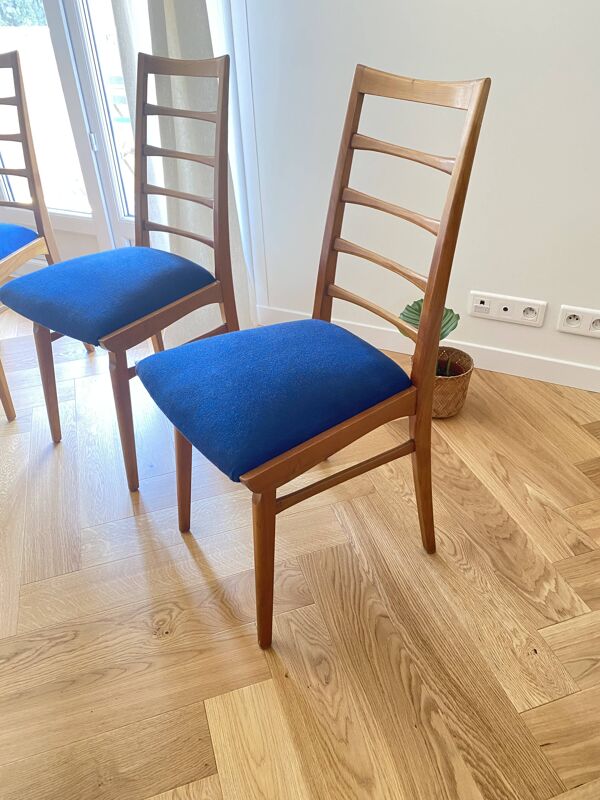 Série de 4 chaises scandinaves vintage années 60  dossier échelle
