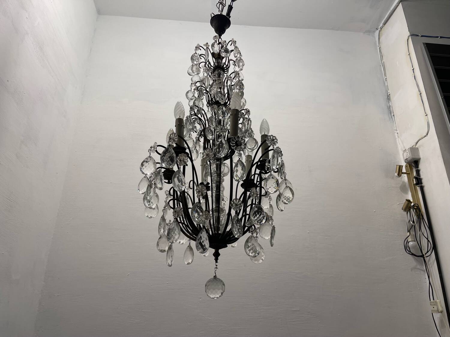 Antique Large Bronze Crystal Chandelier 1920/40’s