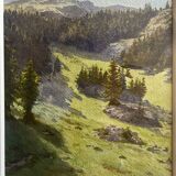 Watercolor painting g. girardot (1856-1914) "la grande morzine" leysin 1909