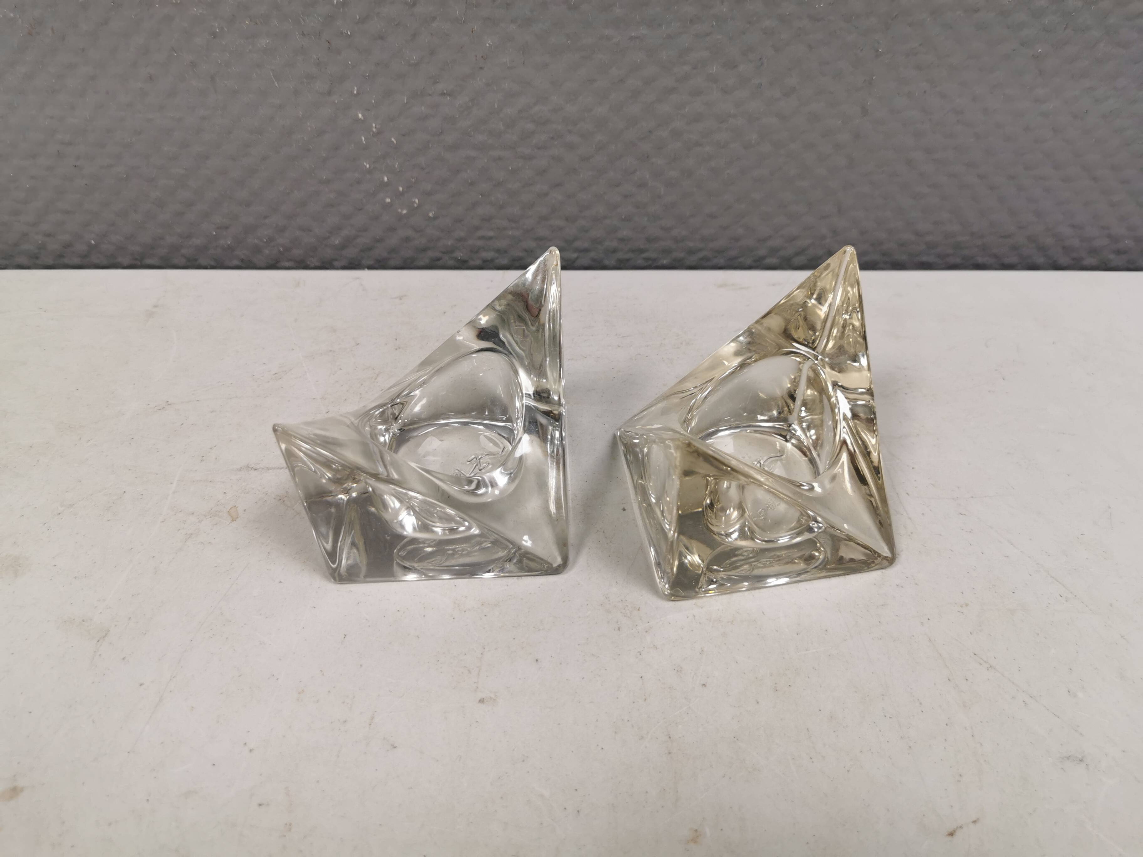 A pair of beautiful vintage glass candlesticks/vases from Prelz 1990s