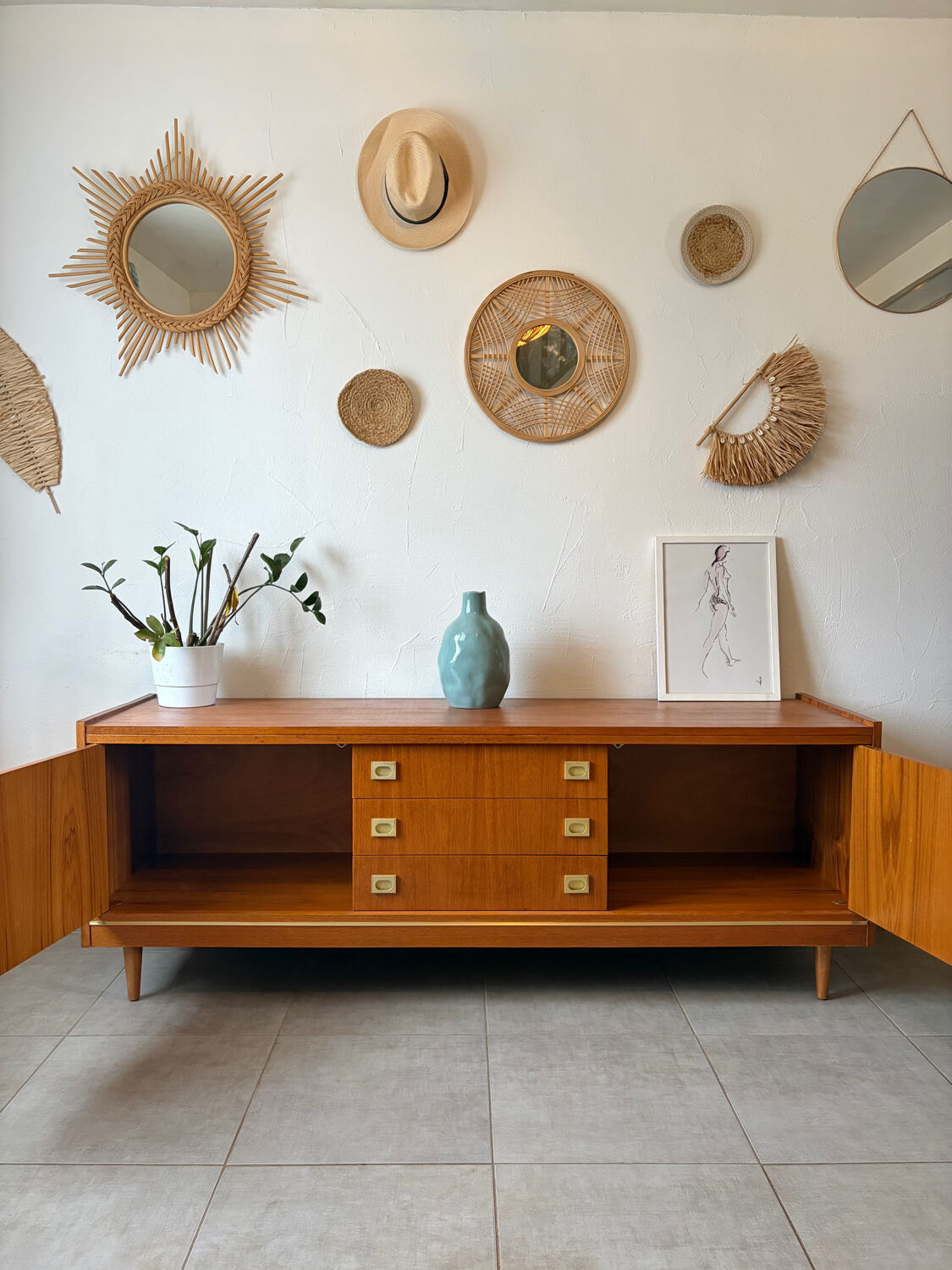 Vintage teak enfilade from the 1960s.