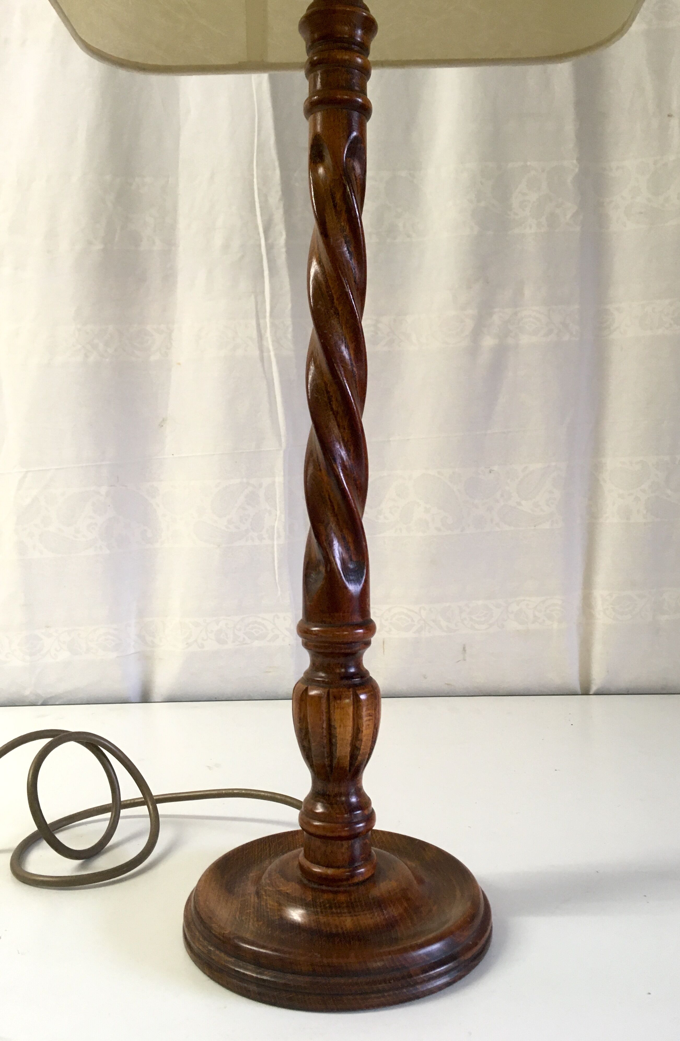 Solid wood-laying lamp turned - 60s