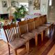 Set of 6 vintage retro chairs – new suede-look seats in old style.