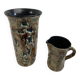 Fat lava ceramic vase and pitcher