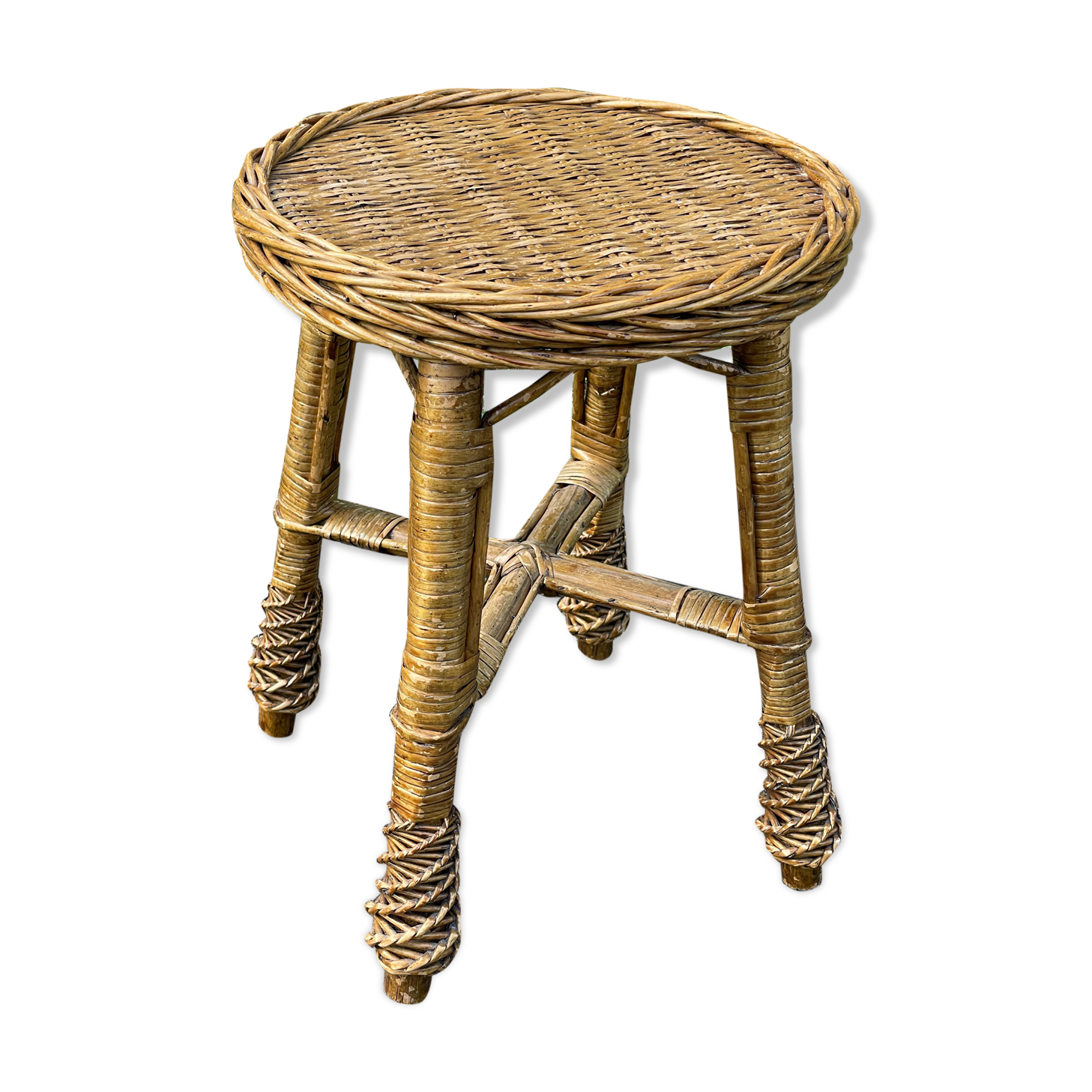 Braided wicker stool