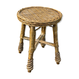 Tabouret en osier tressé