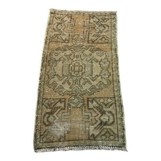 Vintage turkish pastel mini rug 91x 51 cm