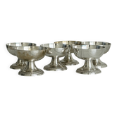 Lot de 6 coupes à glace en métal argenté patinées