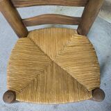 Vintage low chair in wood and straw