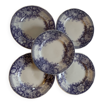 Sarreguemines dessert plates, Jardinière pattern, 19th century