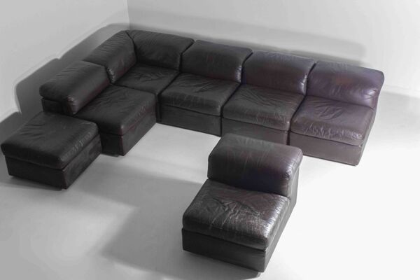 Ensemble de canapés modulaires Durlet modèle 'Jeep' en cuir, 1970