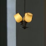 Mid-century glass and brass chandelier, model 501-3 by Stockmann, Finland, 1940s.