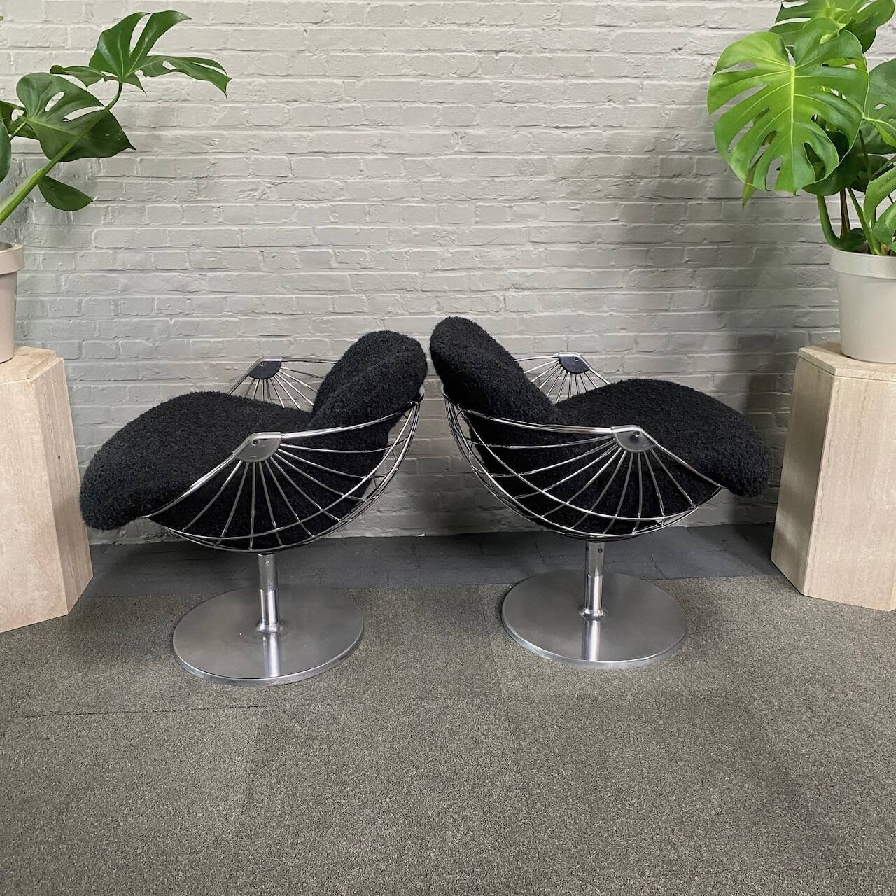Pair atomic ball chairs by Rudi Verelst for Novalux - Belgium 1974