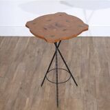 Pedestal table in wood and metal, handcrafted 1950