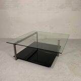 Glass coffee table 110 x 110 cm in the style of Rolf Benz and Metaform