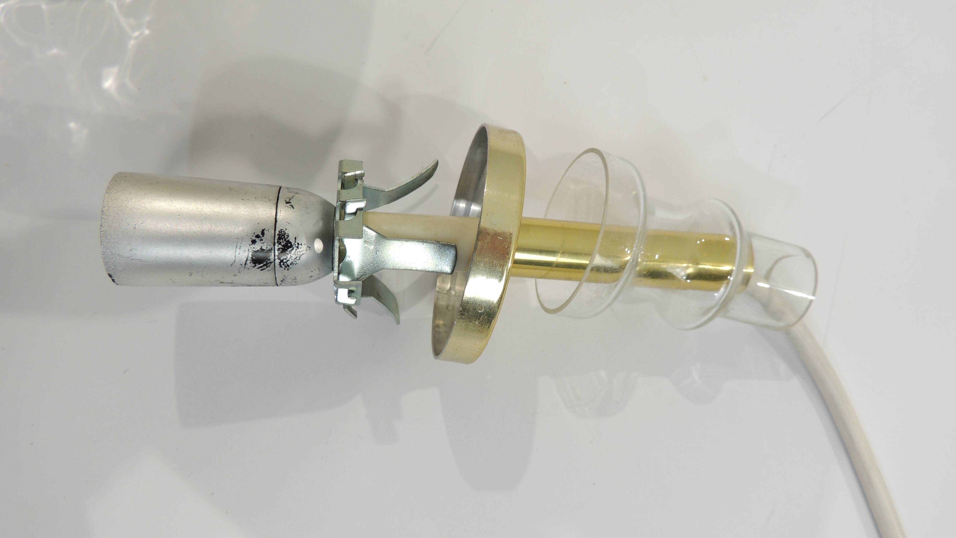 Doria Leuchten pendant lamp, textured Murano glass globe and brass,