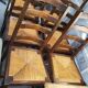 1 set of 6 solid wood chairs with straw seats – Rustic style