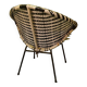 1960s Black and White Woven Round Bucket Chair