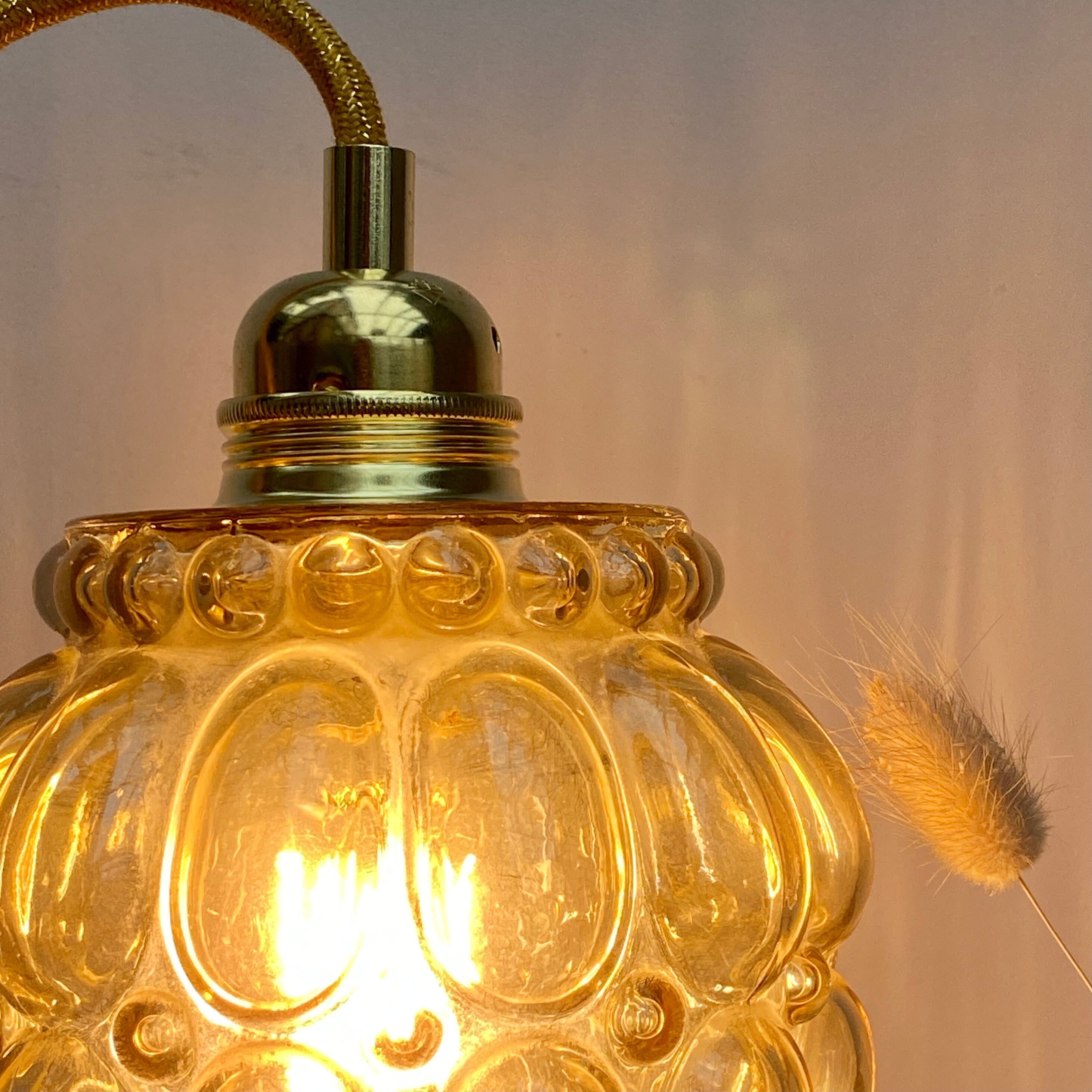 Vintage amber glass globe walker