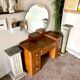 7-drawer wooden dressing table with beveled mirror 1950s